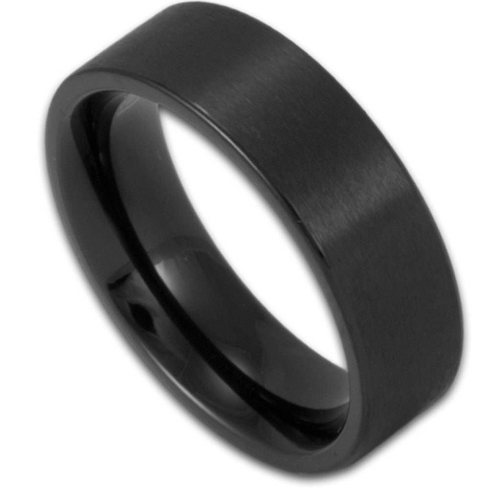 6mm Matte Black Stainless Steel Ring Men's Or Women's With Black Steel Wedding Bands (View 9 of 15)
