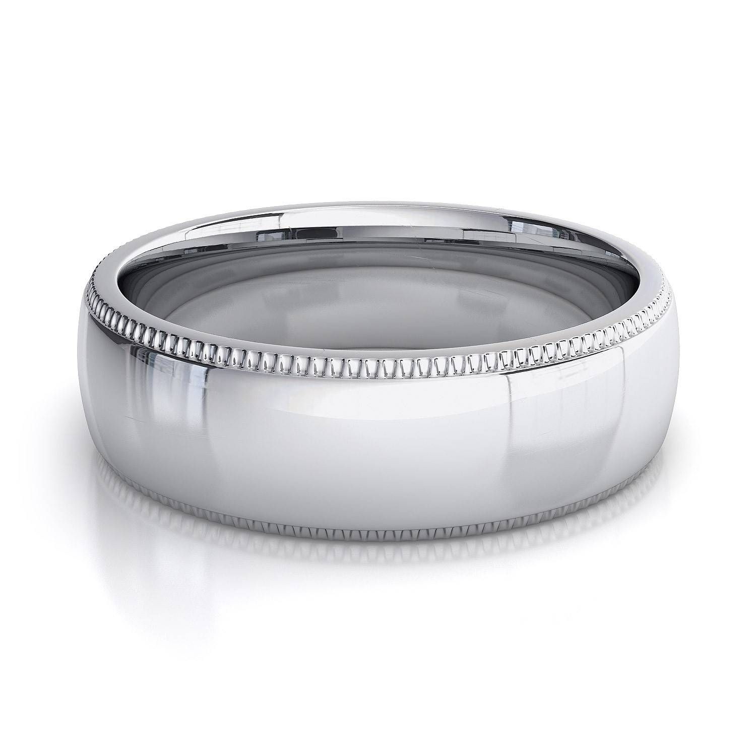 6mm Milgrain Mens Plain Wedding Band In Platinum Within Most Up To Date White Gold Milgrain Wedding Bands (View 9 of 15)