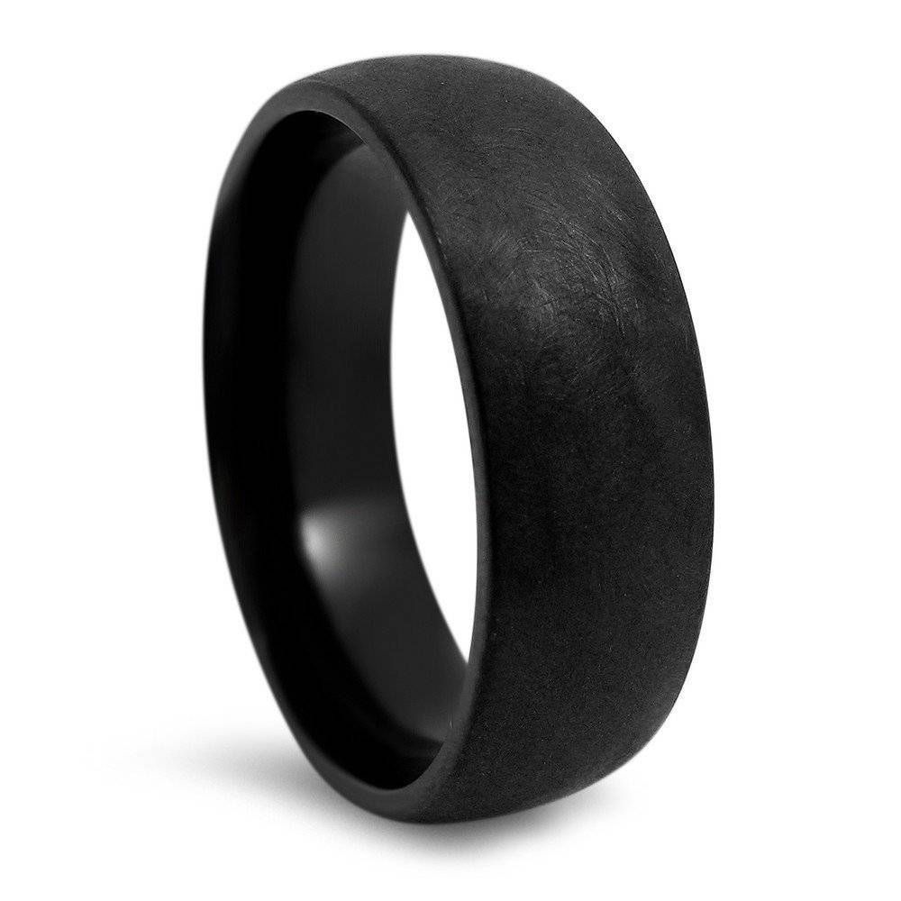 7mm Rustic Brushed Finsh Mens Black Titanium Wedding Band Ring Within Black Titanium Mens Wedding Rings (View 5 of 15)