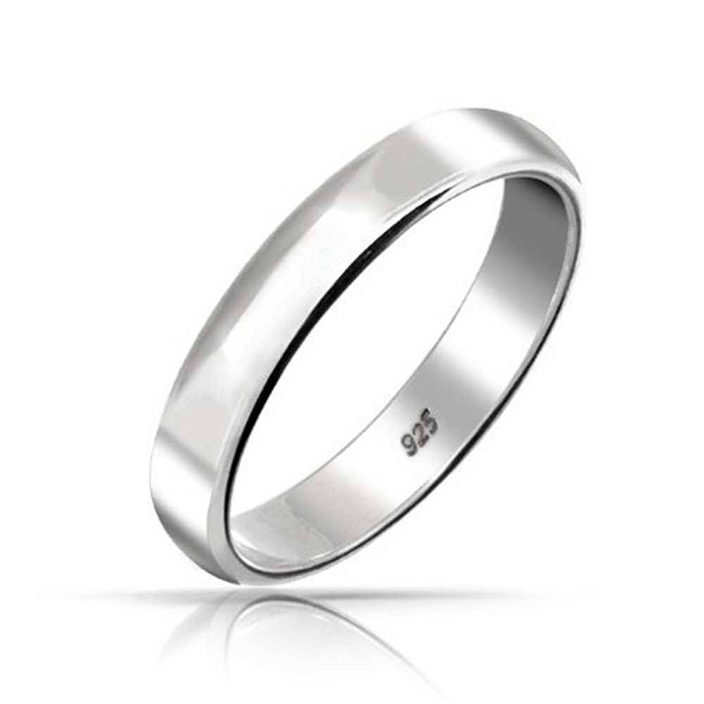 925 Sterling Silver Unisex Wedding Band Ring 4mm Inside Plain Mens Wedding Bands (Photo 10 of 15)