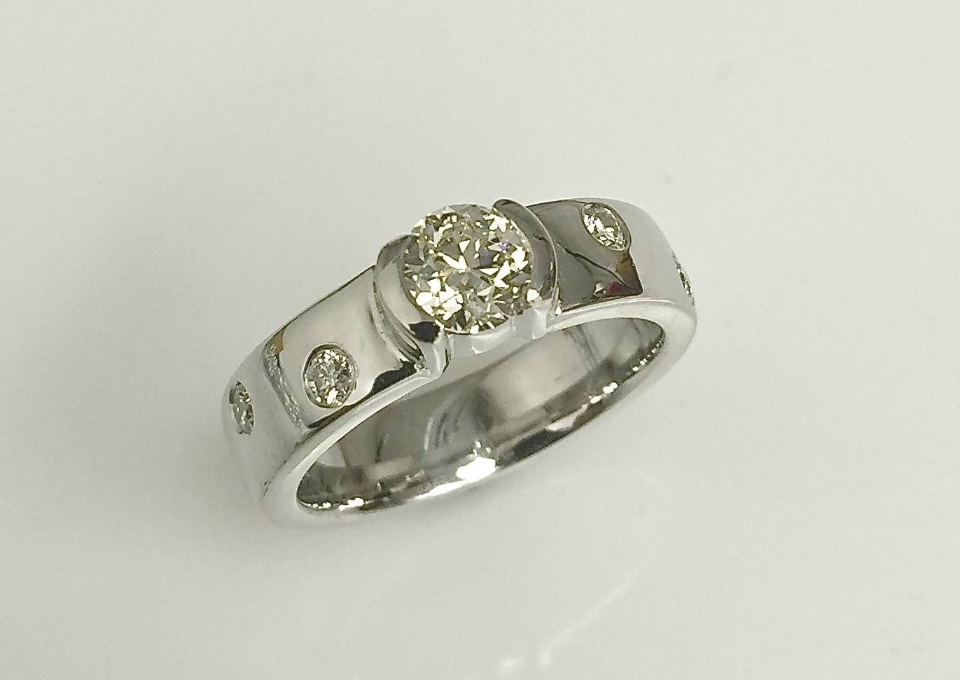 Alexsandra Flush Set Diamond Engagement Ring – Keezing Kreations With Regard To Flush Setting Engagement Rings (View 8 of 15)
