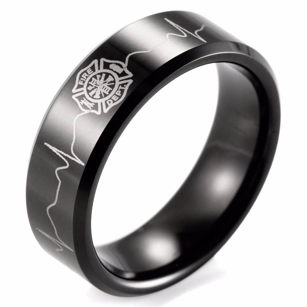 Aliexpress : Buy Shardon Ring Men Black Beveled Tungsten Within Latest Mens Beveled Wedding Bands (View 13 of 15)
