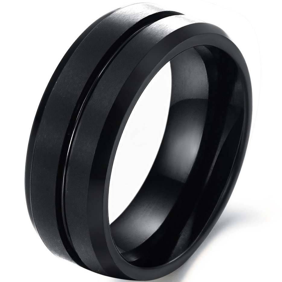 Black Metal Wedding Rings Womens Tags : Black And Silver Mens Intended For Dark Metal Wedding Bands (View 9 of 15)