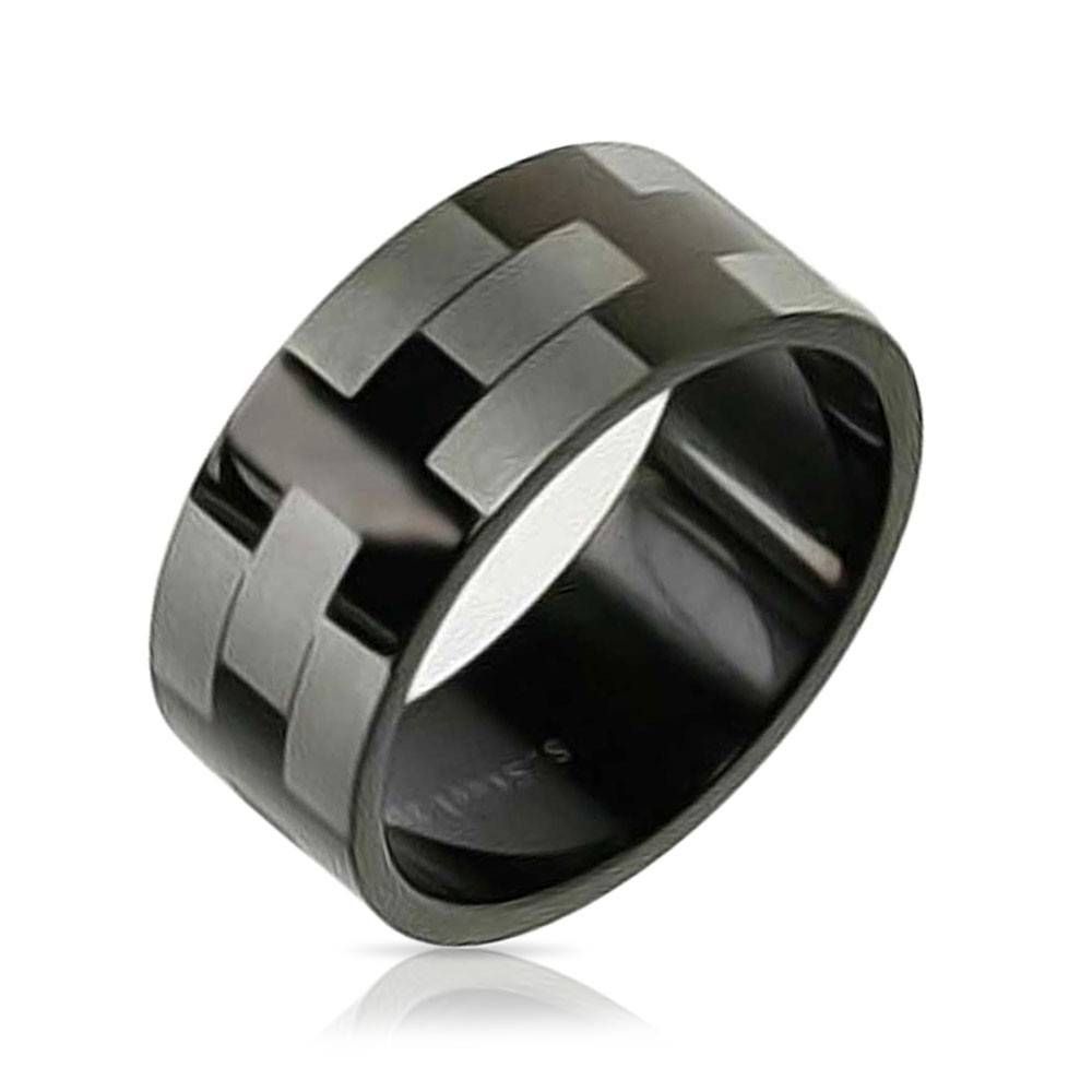 Black Stainless Steel Etched Mens Wedding Band Ring With Regard To Black Mens Wedding Bands (View 4 of 15)