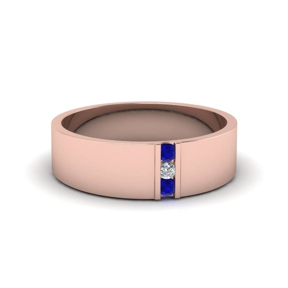 Buy Sapphire Mens Wedding Bands | Fascinating Diamonds Within Rose Gold Men's Wedding Bands With Diamonds (Photo 221 of 339)