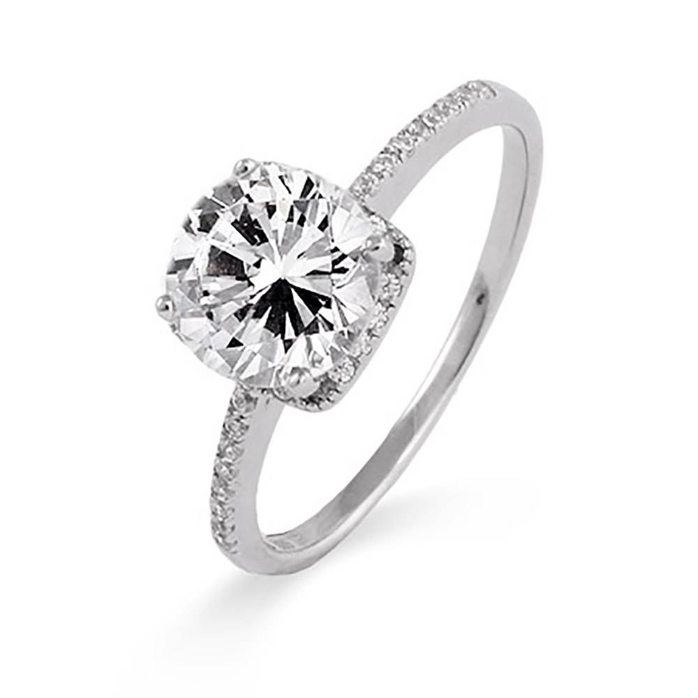 Carat Brilliant Cut Cz Engagement Ring | Eve's Addiction® For Silver Diamond Wedding Rings (View 1 of 15)