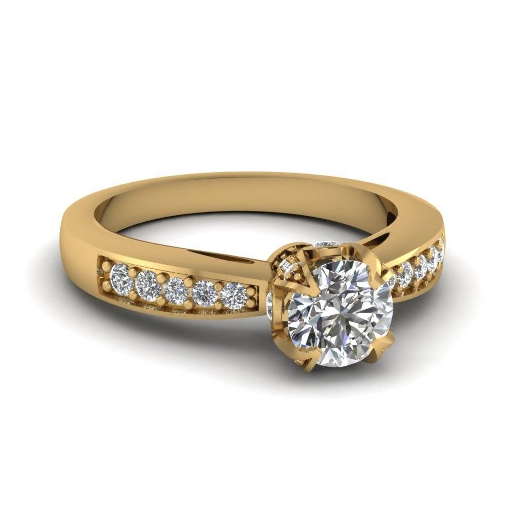 Cathedral Crown Set Round Cut Womens Wedding Diamond Ring In 14k Throughout Women's Wedding Bands (Photo 250 of 339)