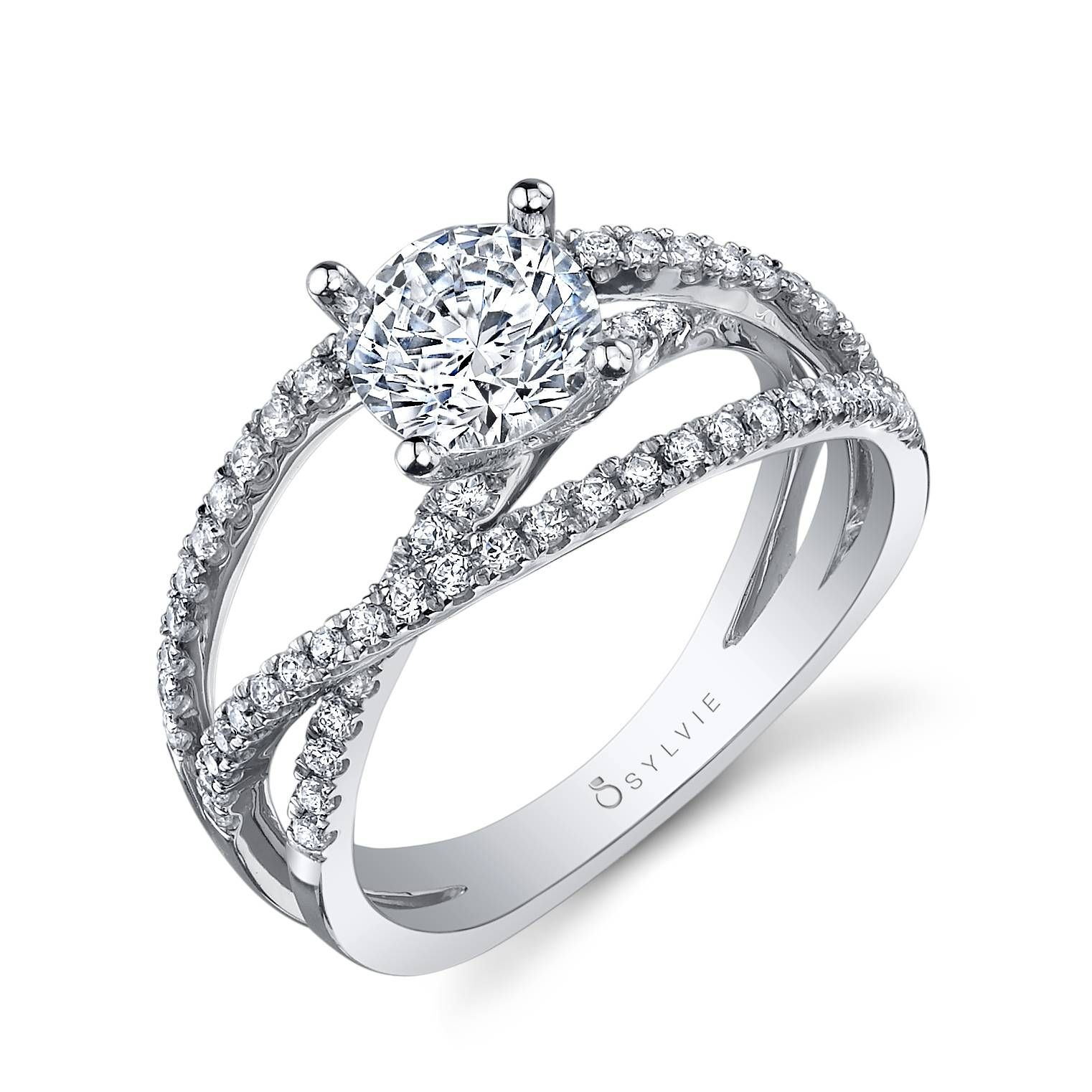 Criss Cross Split Shank Engagement Ring: Sylvie Collectionalexis For Cross Wedding Rings (View 6 of 15)