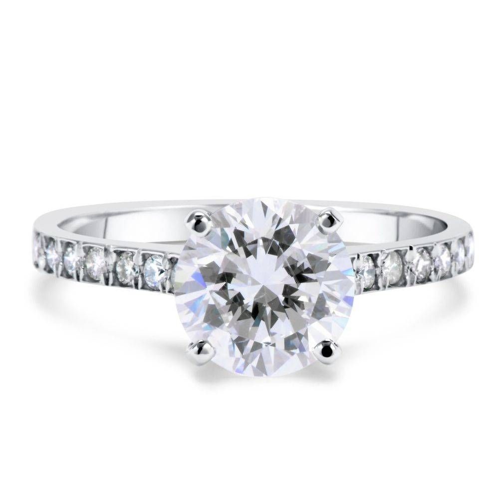 D/vvs1 Engagement Ring 2 Carat Round Cut 14k White Gold Bridal With Regard To Vvs Engagement Rings (View 14 of 15)
