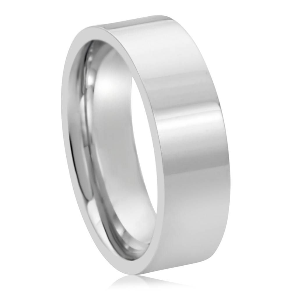 Double Accent | 14k White Gold 6mm Plain Comfort Fit Flat Style Intended For Mens Wedding Bands Comfort Fit (View 3 of 15)