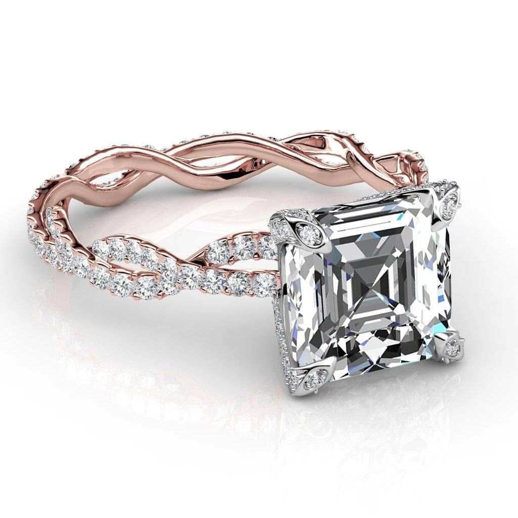 Eternity Pave Diamond Engagement Ring With Asscher Diamond Engagement Rings (Photo 1 of 15)