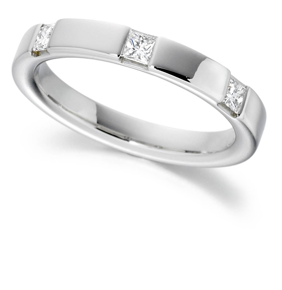 Flush Set Princess Cut Diamond Flat Ring – Page Fine Jewellery Regarding Most Popular Flush Set Diamond Wedding Bands (View 10 of 15)