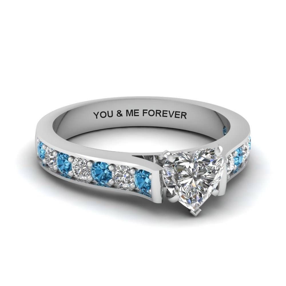 Heart Shaped Personalized Pave Accent Diamond Engagement Ring With Throughout Embedded Diamond Engagement Rings (View 9 of 15)