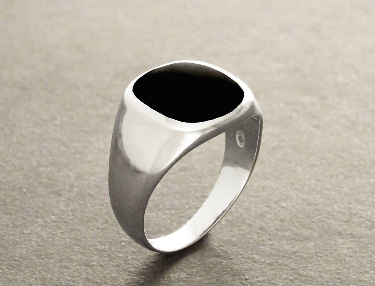 Hipster Ring – Black Onyx Ring – Silver 925 – Modern Men Ring Throughout Mens Black Onyx Wedding Rings (View 8 of 15)