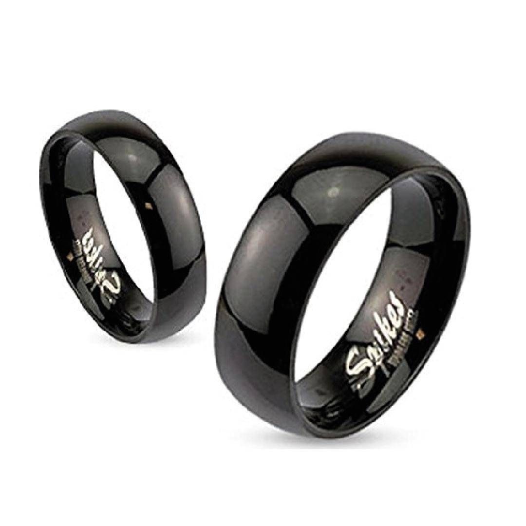 His & Hers 4 Pcs Black Ip Stainless Steel Wedding Ring Set/mens For Black Steel Wedding Bands (View 4 of 15)