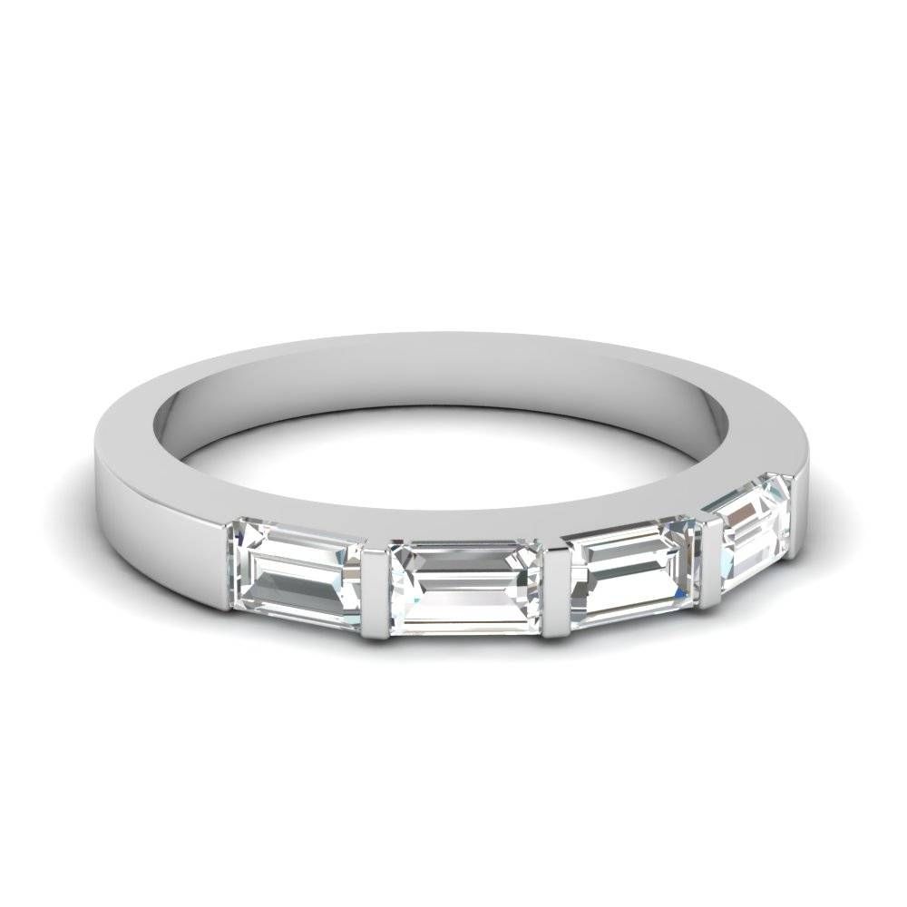 Iridescent Baguette Wedding Band With White Diamond In 950 With Regard To Newest Platinum Wedding Bands For Women (View 1 of 15)
