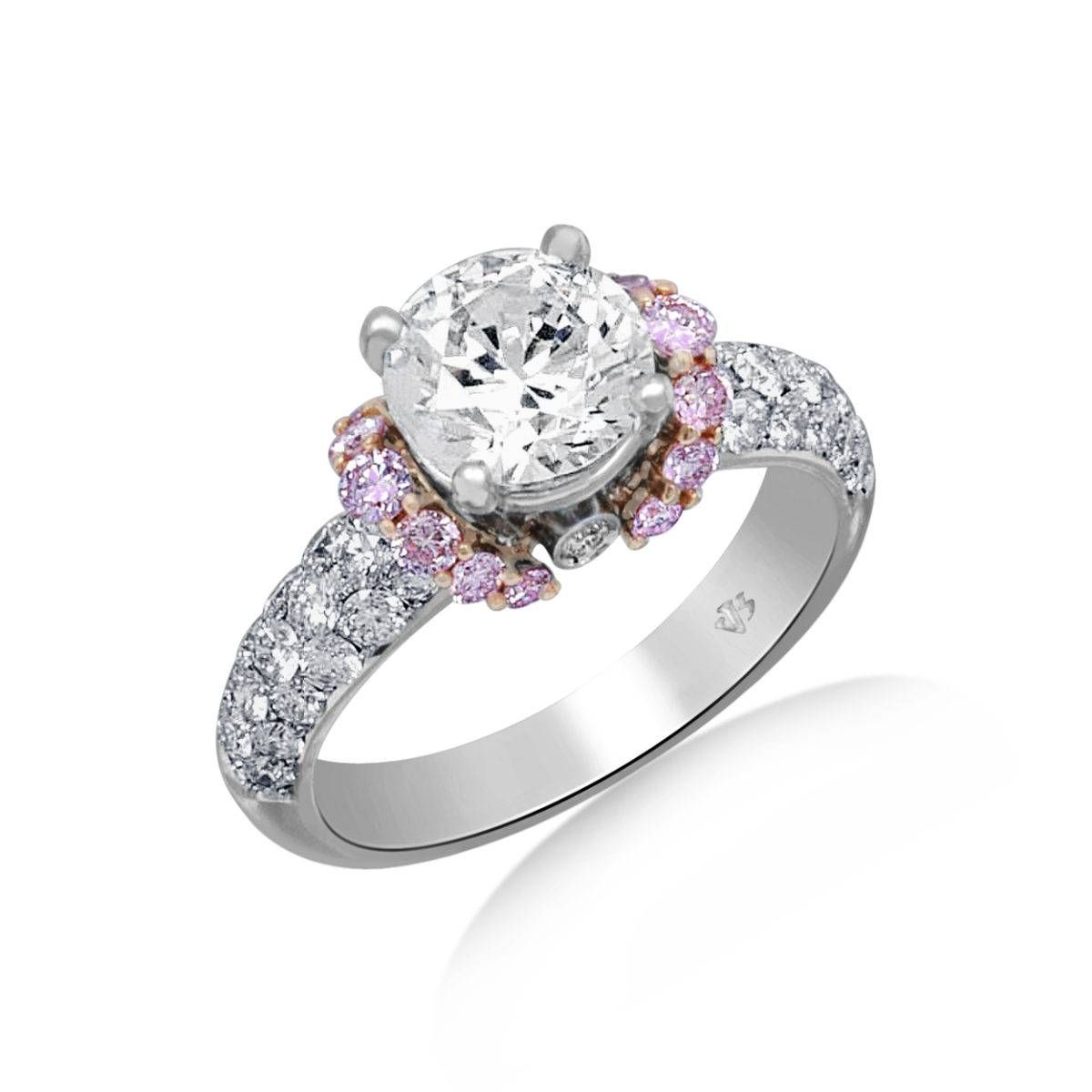 Jack Kelege Diamond Engagement Ring With Pink Diamond Accents For Pink And Diamond Engagement Rings (View 2 of 15)