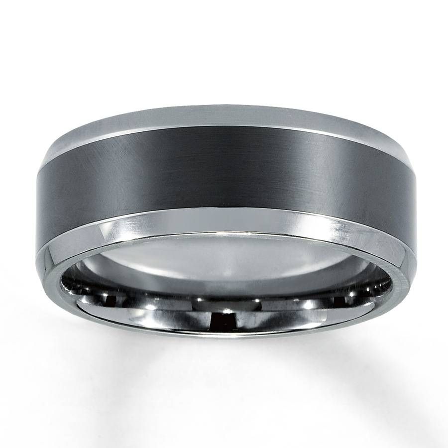 Jared – 8mm Wedding Band Tungsten Carbide Black Ceramic Throughout 8mm Tungsten Carbide Wedding Bands (View 4 of 15)