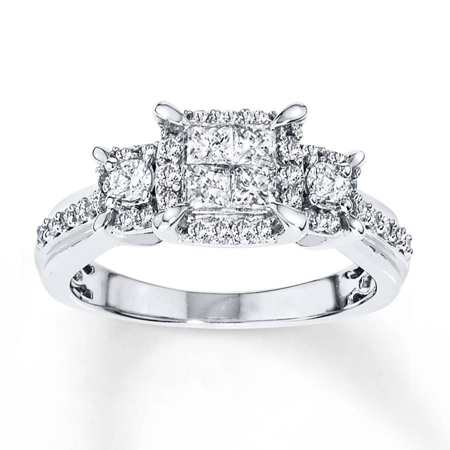 Jared – Diamond Engagement Ring 3/4 Ct Tw Princess Cut 14k White Gold In 14k Princess Cut Engagement Rings (Photo 13 of 15)