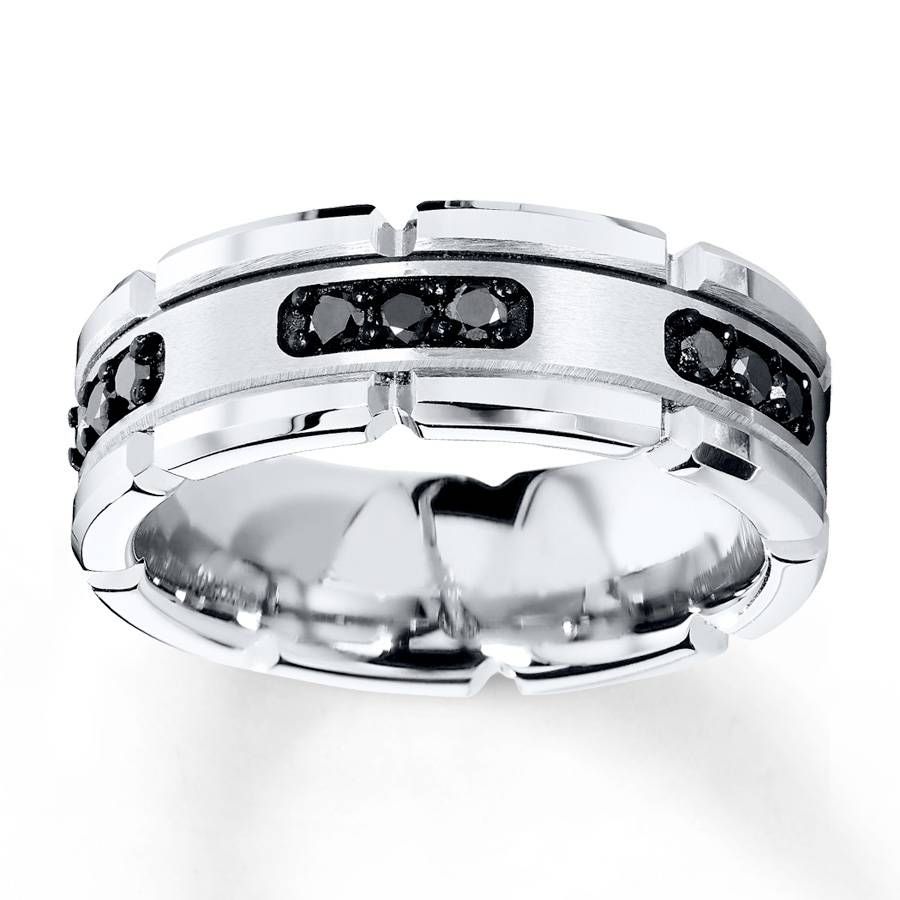 Kay – 8mm Wedding Band 1/3 Ct Tw Black Diamonds White Tungsten For Tungsten Diamonds Wedding Bands (View 13 of 15)
