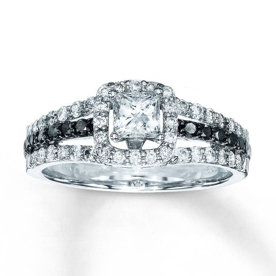 Kay – Diamond Engagement Ring 7/8 Ct Tw Princess Cut 14k White Gold With Regard To Black And White Princess Cut Diamond Engagement Rings (View 15 of 15)