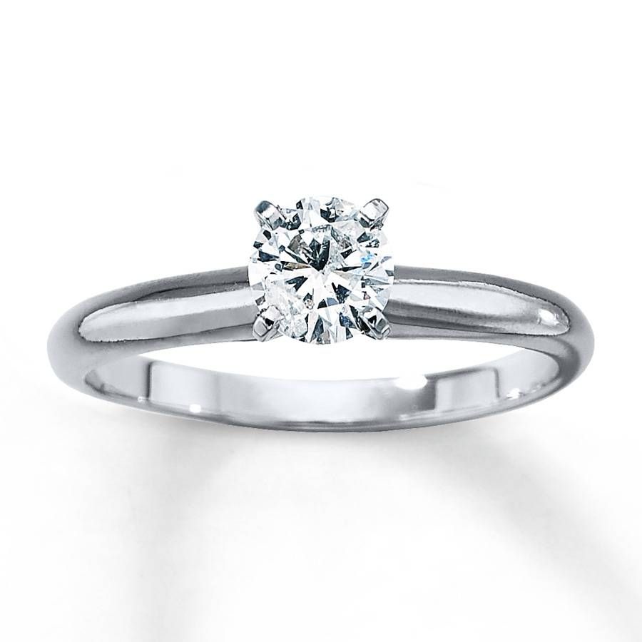Kay – Diamond Solitaire Ring 1/2 Carat Round Cut 14k White Gold Pertaining To 2 Carat Solitaire Engagement Rings (View 12 of 15)