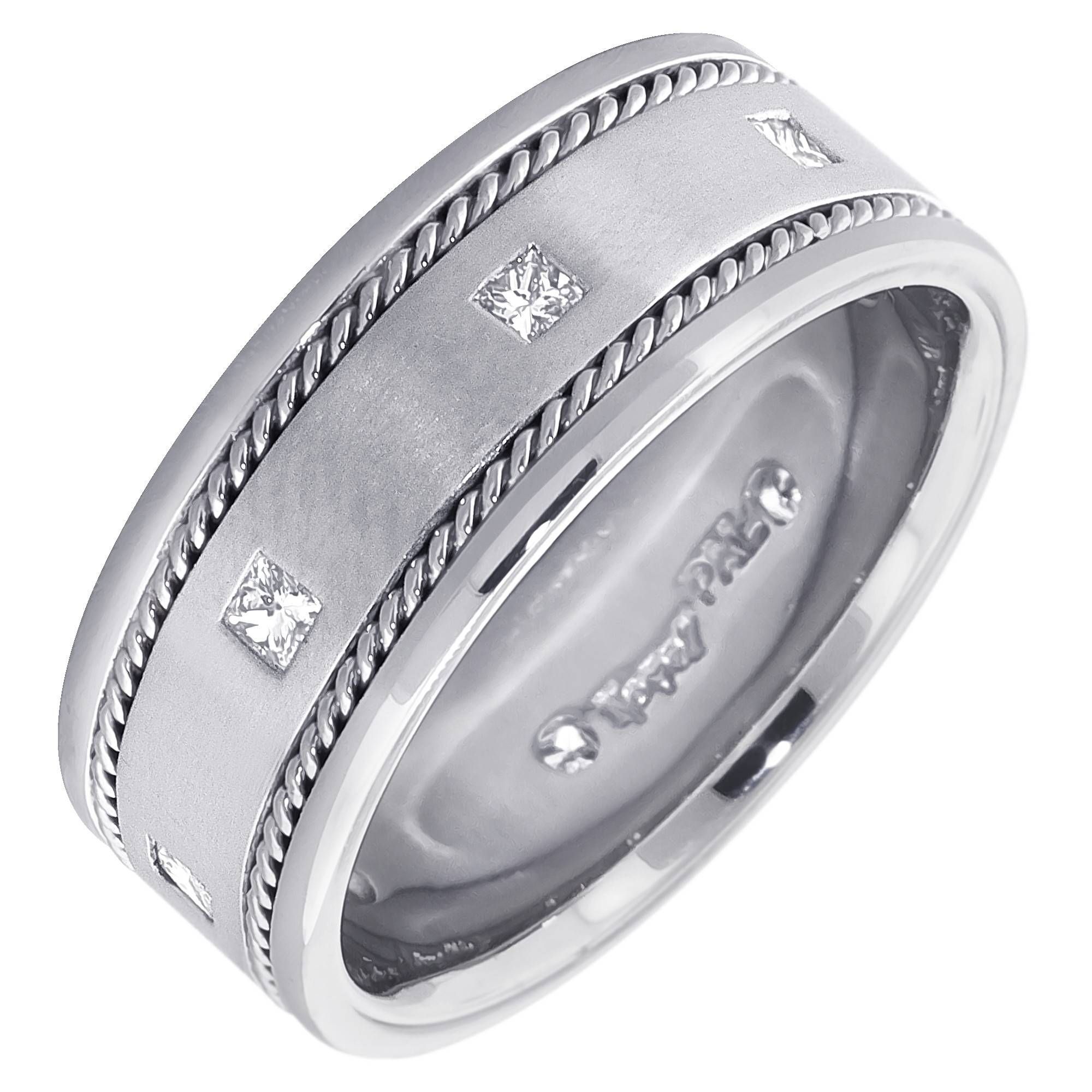 Novell Mens Diamond Wedding Band In Palladium (3/8ct Tw With 6mm Within Mens Wedding Rings Palladium (View 9 of 15)