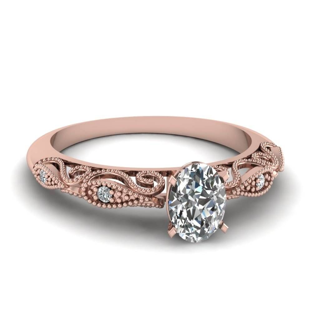 Oval Shaped Paisley Diamond Ring In 14k Rose Gold | Fascinating With Regard To Buy Diamond Engagement Rings Online (Photo 15 of 15)