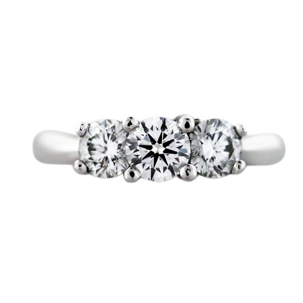 Platinum And 18k White Gold 3 Stone Diamond Engagement Ring Throughout 3 Stone Platinum Engagement Rings (View 6 of 15)