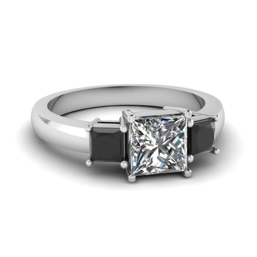 Princess Cut Black Diamond Three Stone Diamond Engagement Rings With Regard To 14k Black Gold Princess Diamond Engagement Rings (View 5 of 15)