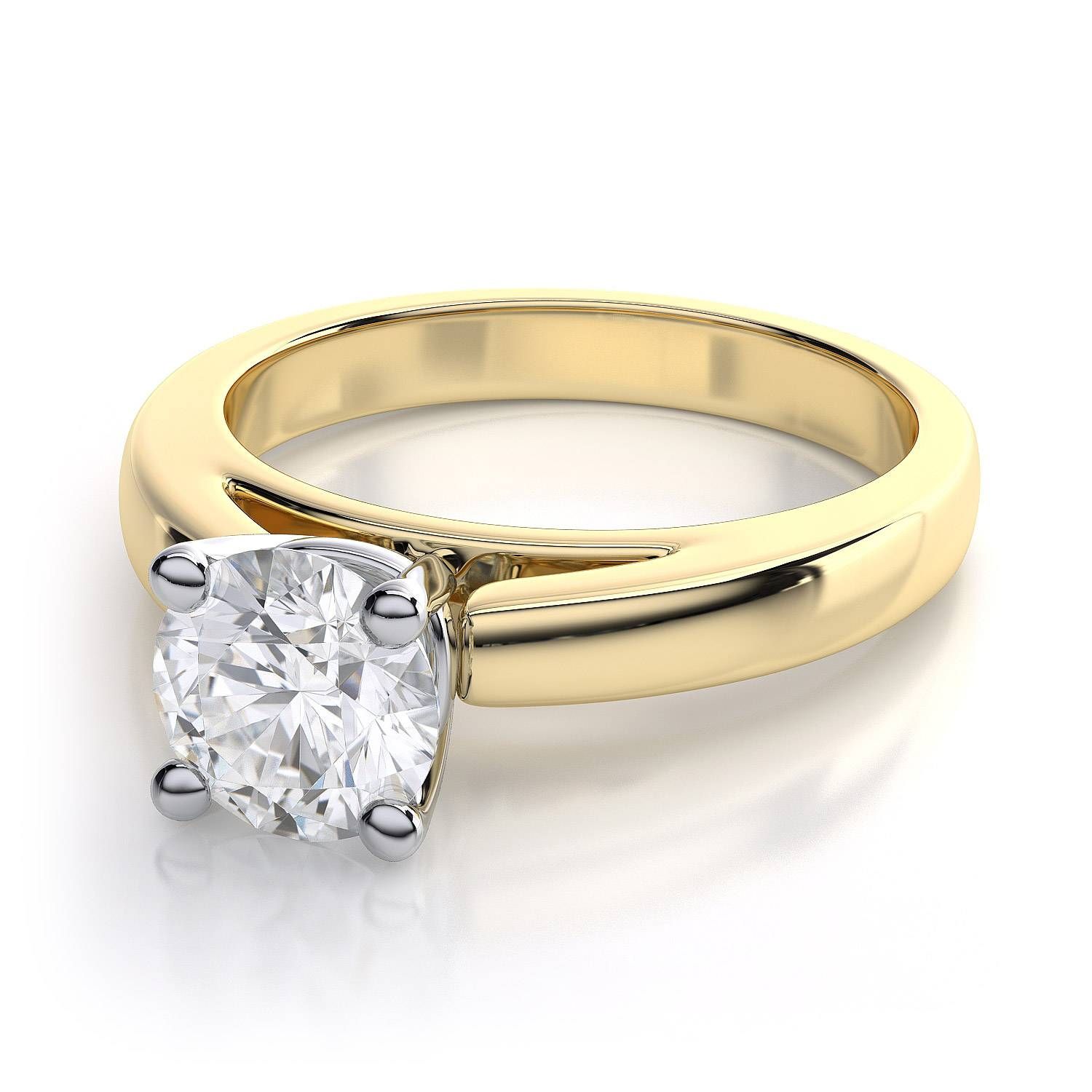 Prong Set Diamond Solitaire Engagement Ring Setting – 14k Yellow Gold Throughout Round Solitaire Engagement Ring Settings (View 13 of 15)