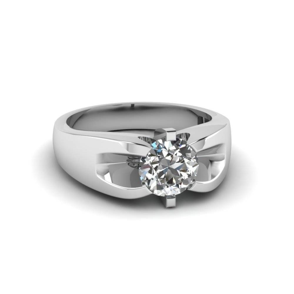 Prong Set Round Diamond Mens Wedding Rings In 14k White Gold With Men Wedding Diamond Rings (View 3 of 15)