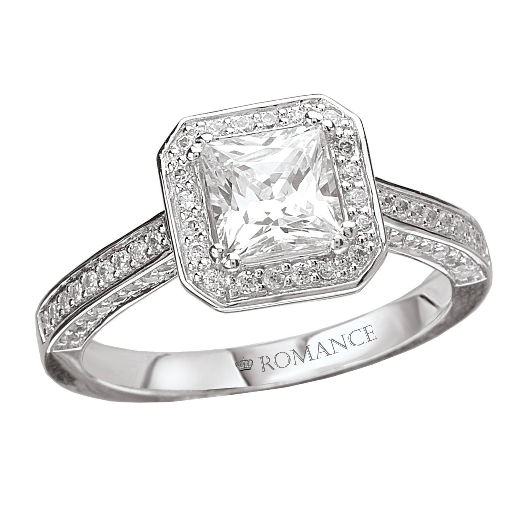 Romance Princess Cut Diamond Engagement Ring | Ipunya Within Most Popular Square Cut Diamond Wedding Bands (View 12 of 15)