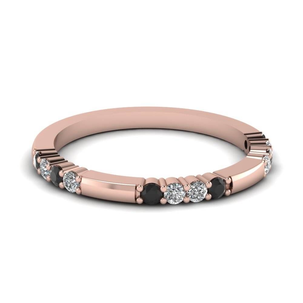 Rose Gold Round Black Diamond Wedding Band With White Diamond In Regarding Rose Gold Diamond Wedding Bands (View 14 of 15)