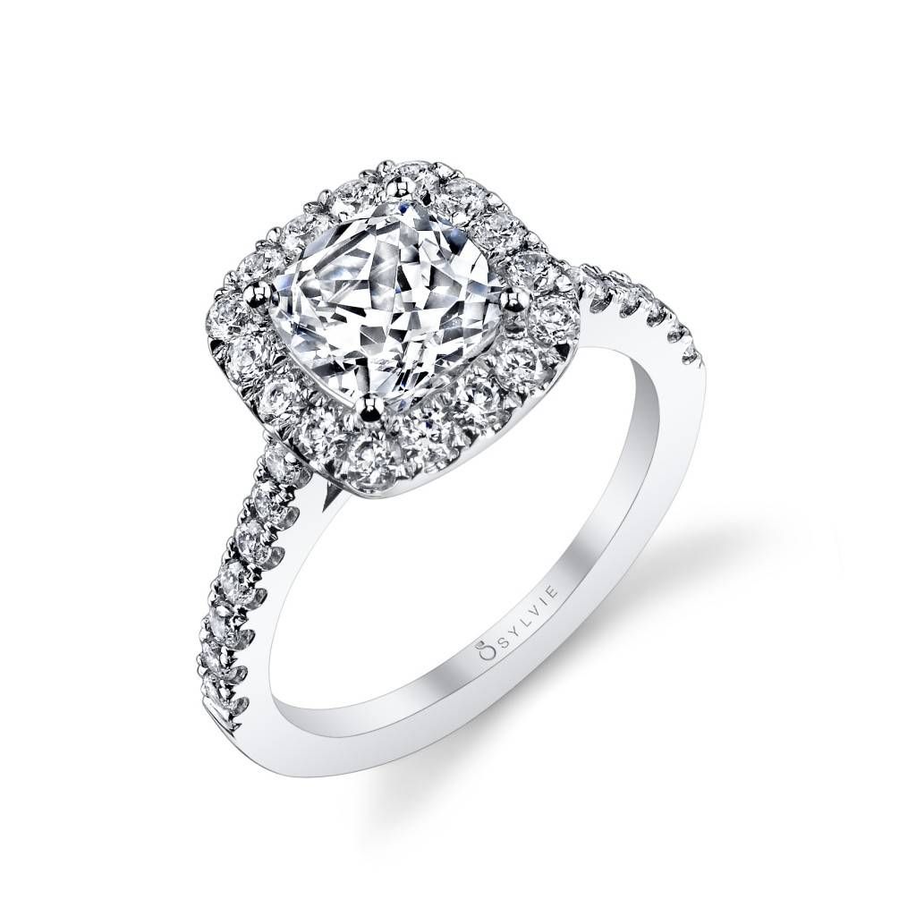 Round Brilliant Cut Halo Diamond Engagement Ring: Sylvie Pertaining To Round Cut Halo Engagement Rings (View 10 of 15)