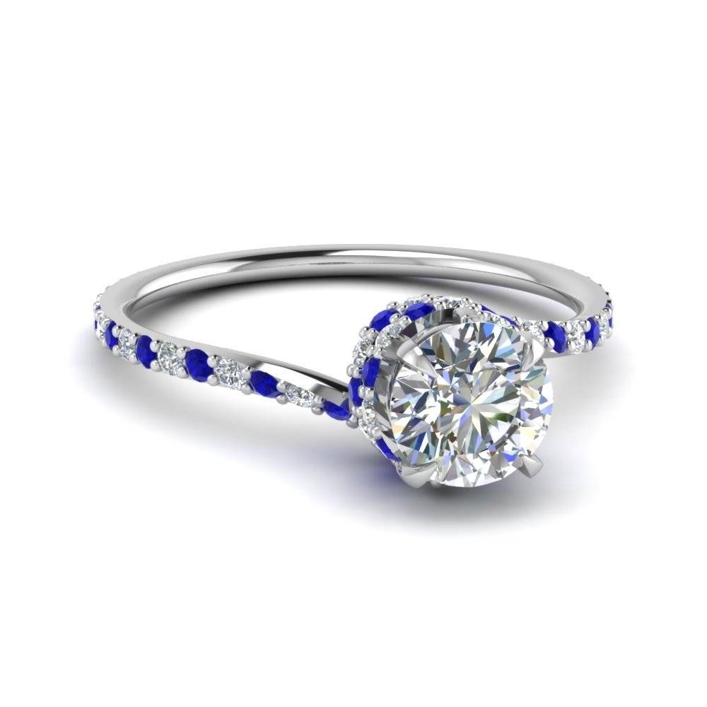 Round Cut Diamond Sleek Spiral Side Stone Engagement Ring With With Side Stone Engagement Rings (Photo 1 of 15)