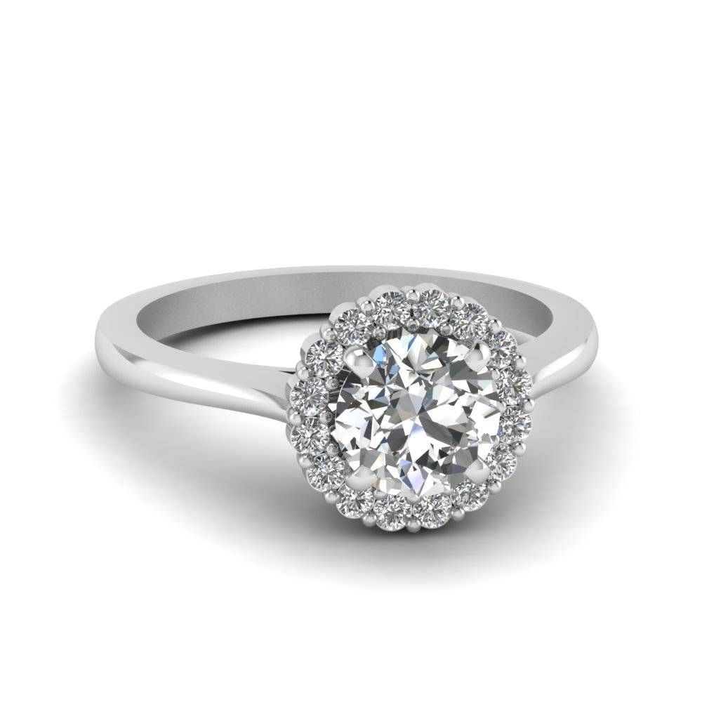 Round Cut Floral Halo Pave Diamond Delicate Engagement Ring In 950 Pertaining To Pave Engagement Ring Settings (View 12 of 15)