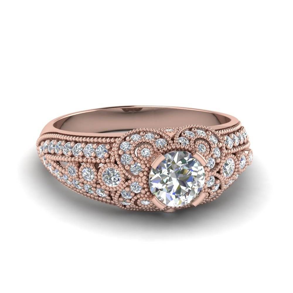 Round Cut Victorian Antique Diamond Vintage Engagement Ring In 14k For Round Antique Engagement Rings (View 6 of 15)