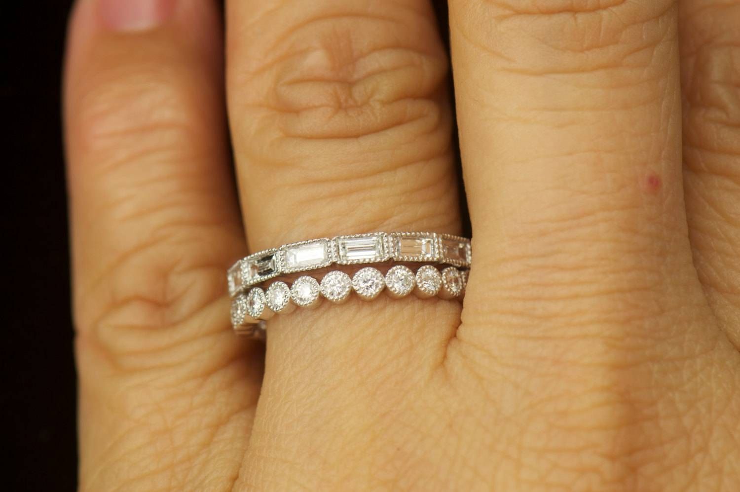 Ruth And Lorena Set Diamond Wedding Bands Bezel Set Intended For 2018 Bezel Set Engagement Rings With Wedding Bands (View 5 of 15)