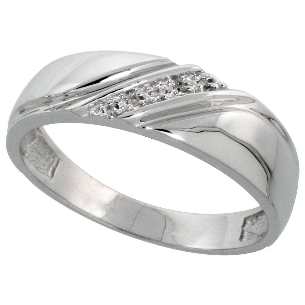 Silver Mens Diamond Wedding Band Ring  (View 7 of 15)