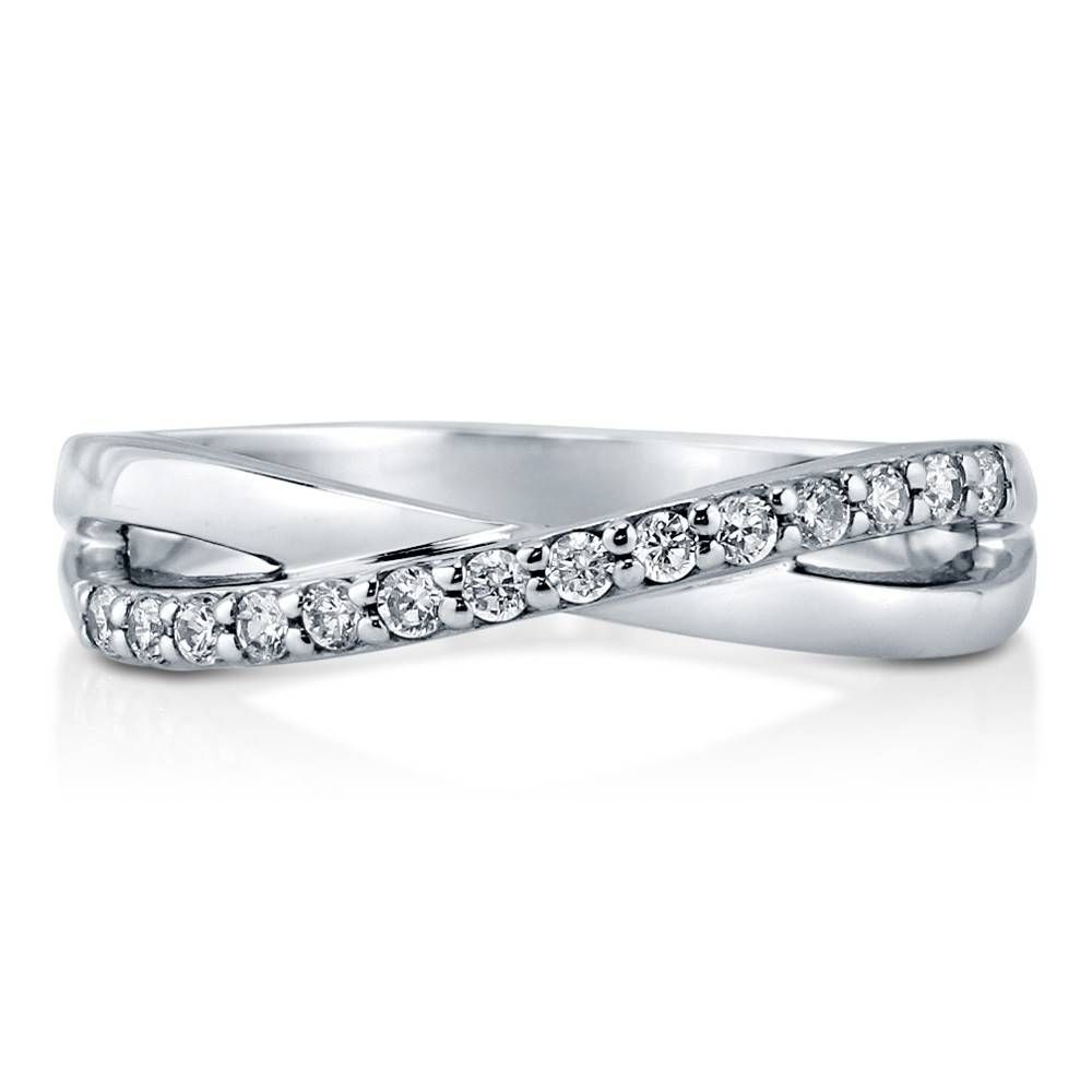 Sterling Silver Cubic Zirconia Cz Criss Cross Ring #r633 With Regard To Cross Wedding Rings (View 12 of 15)