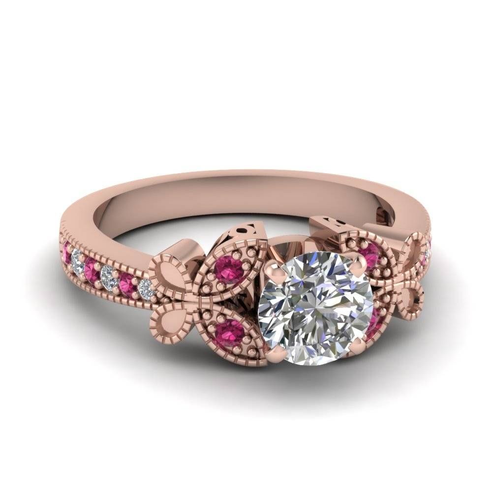 Stunning Pink Sapphire Milgrain Engagement Rings | Fascinating With Pink Sapphire Engagement Rings With Diamonds (View 8 of 15)