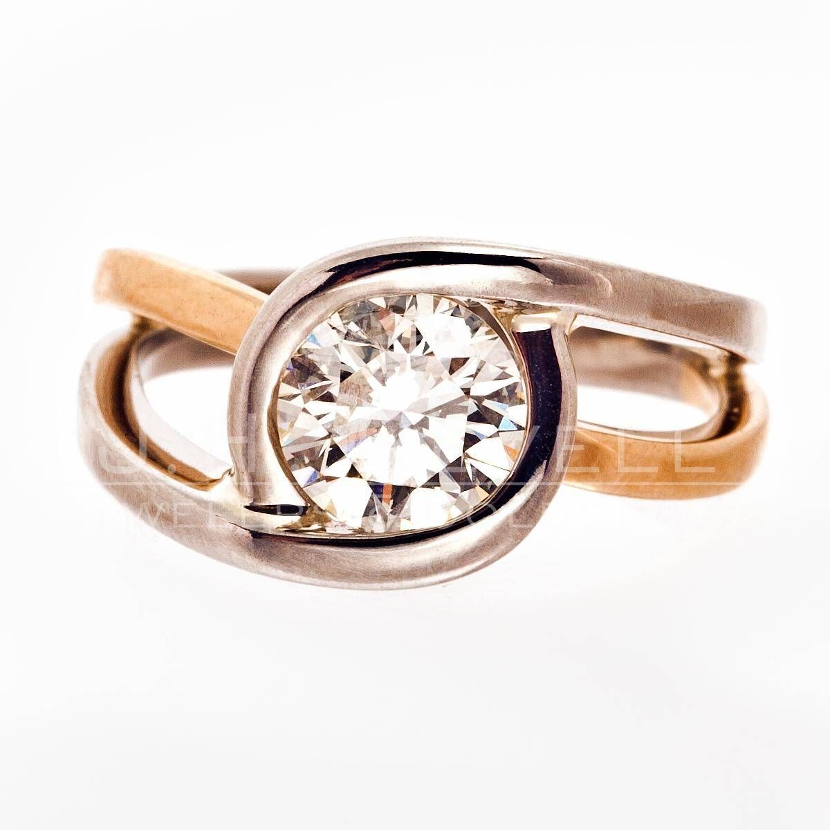 Two Tone Bezel Set Diamond Ring | Revell Jewelers Regarding Two Tone Bezel Set Engagement Rings (View 8 of 15)