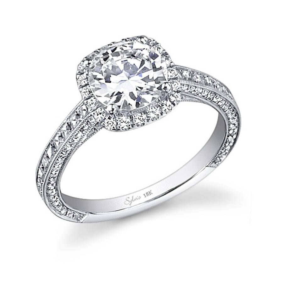 Unique Vintage With Princess Cut Side Stone Engagement Ring Regarding Princess Cut Diamond Engagement Rings With Side Stones (View 15 of 15)