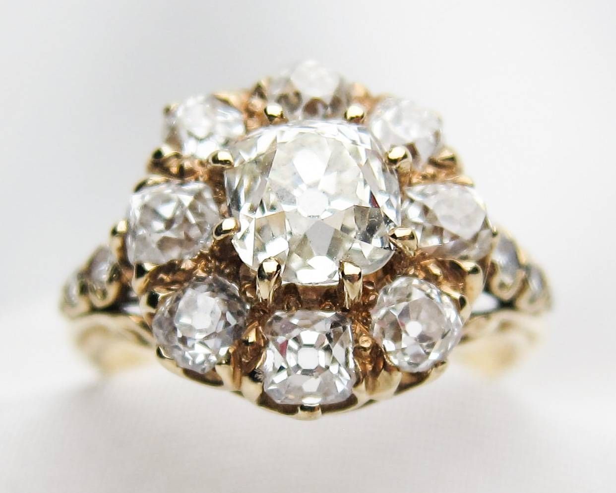 Victorian Diamond Cluster Ring | Antique Diamond Engagement Ring Throughout Victorian Engagement Rings (View 6 of 15)