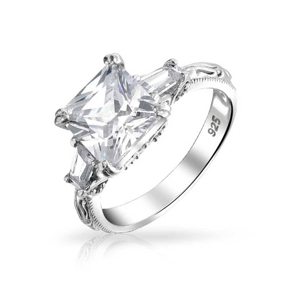Vintage Filigree Princess Cut Engagement Ring Gatsby Inspired Pertaining To Vintage Princess Cut Wedding Rings (View 4 of 15)