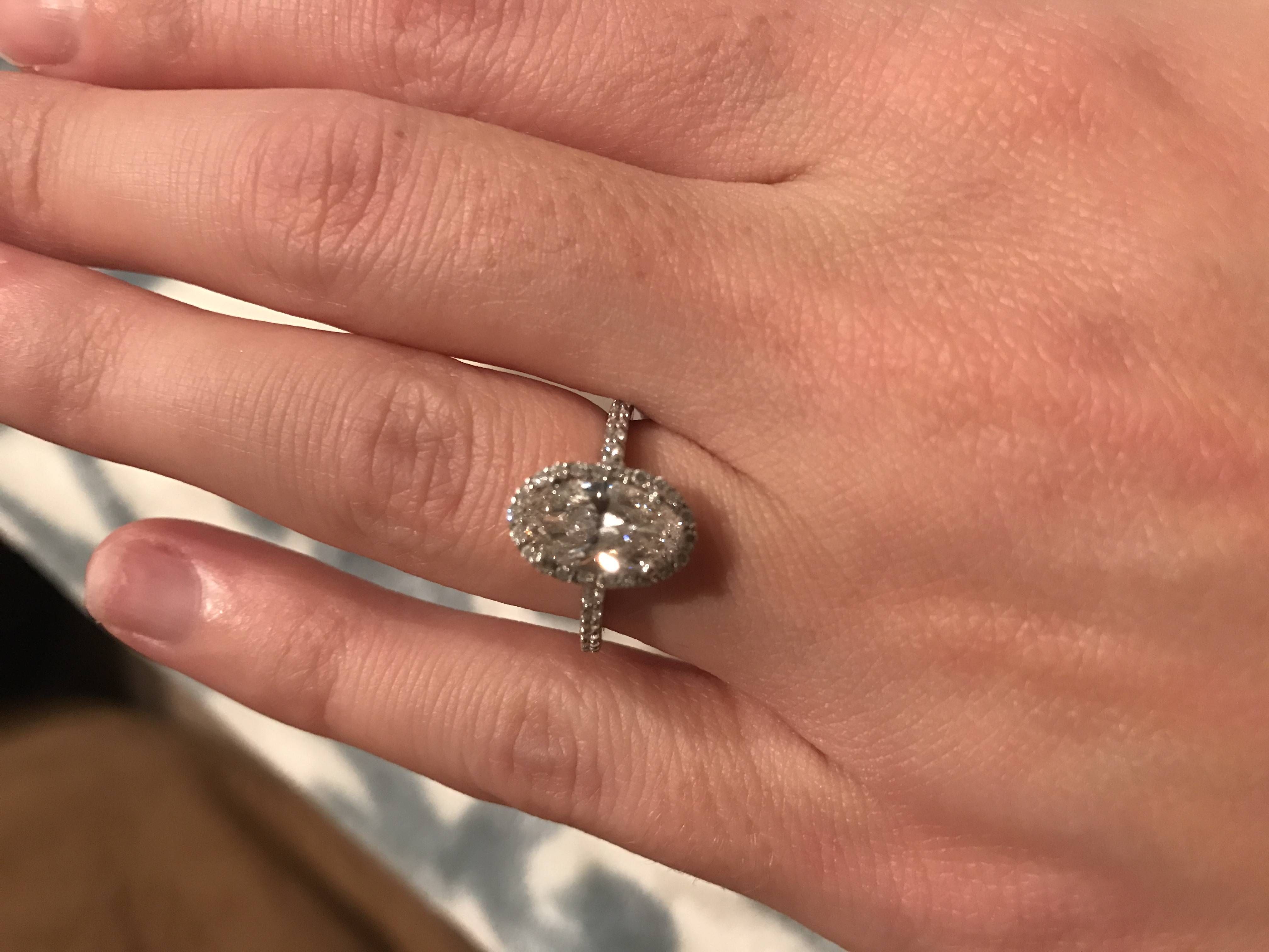 What Wedding Band Goes With Oval Halo Engagement Ring Intended For 2018 Oval Diamond Engagement Rings And Wedding Bands (View 9 of 15)