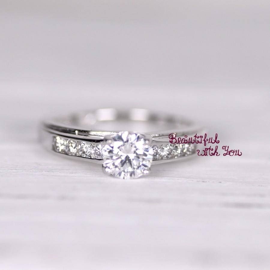 Womens Engagement Ring Promise Ring For Her Simulated Diamond Inside Gold Wedding Bands With Silver Engagement Rings (View 15 of 15)
