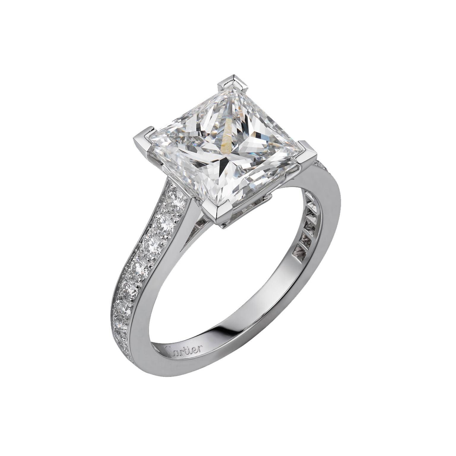 1895 Solitaire Princess Cut Diamond Engagement Ring | Cartier Pertaining To Most Recently Released Princess Cut Diamond Anniversary Rings (View 18 of 25)