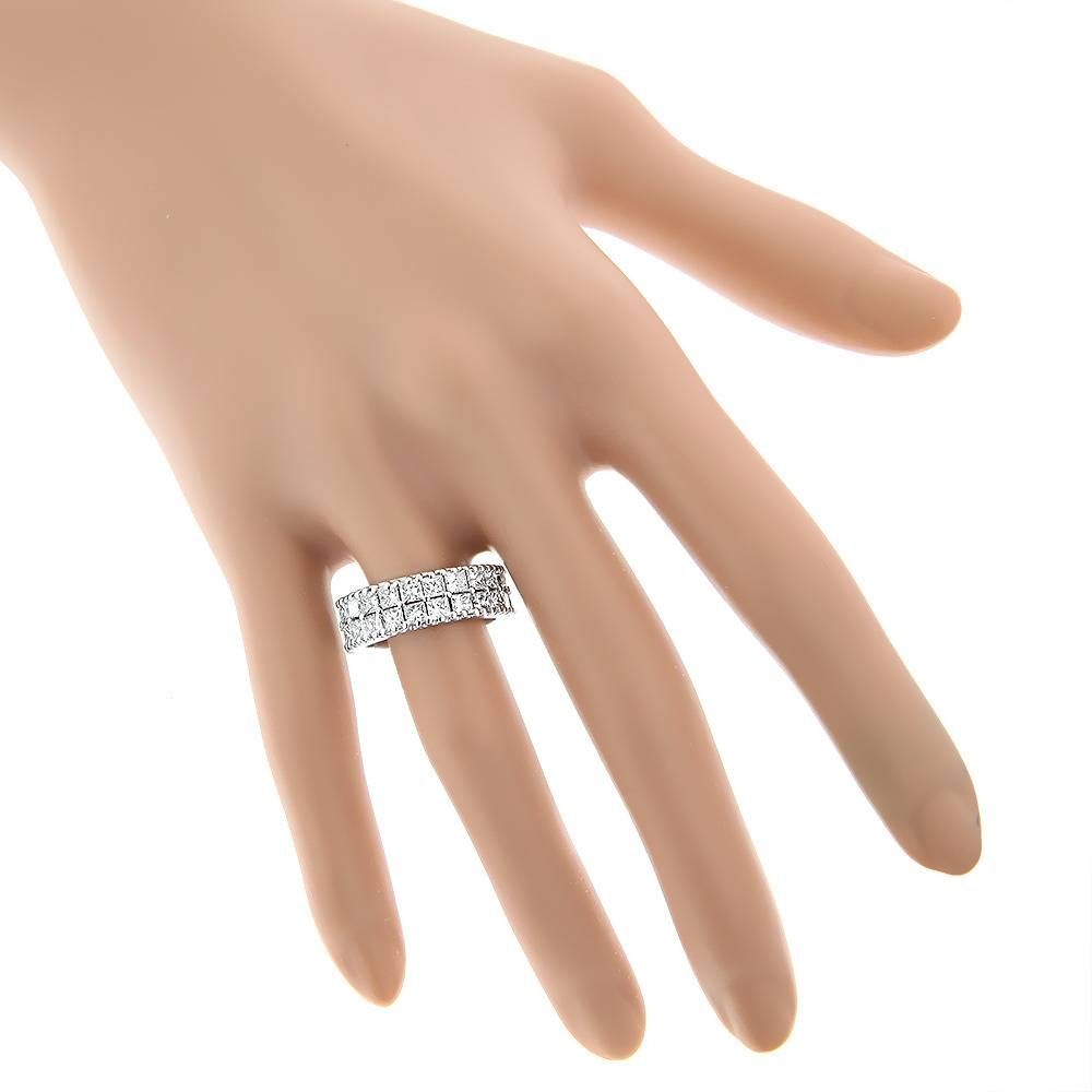 18k Gold Princess Cut Diamond Eternity Band Anniversary Ring  (View 4 of 25)
